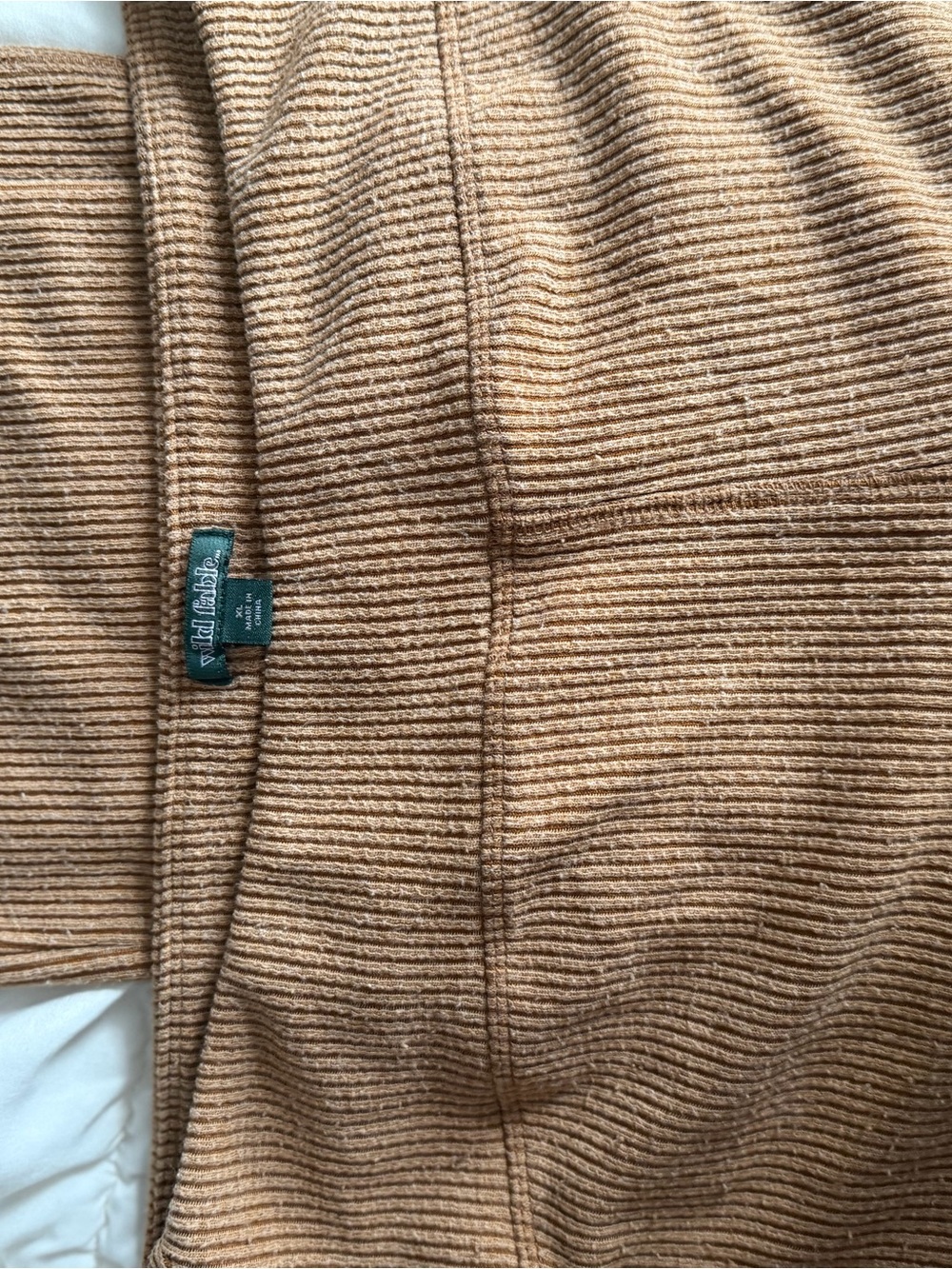 Wide-Rib Tan Leggings with Subtle Texture